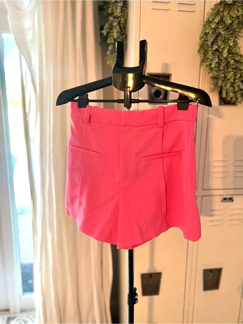 Zara Women's Pink High-Waist Tailored Shorts